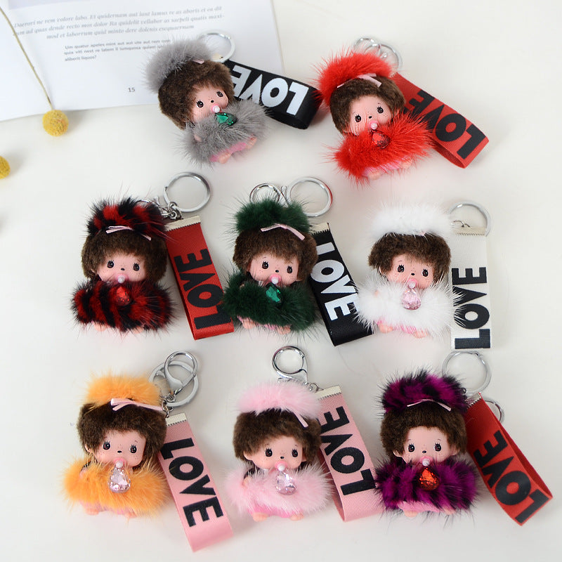 Mink Hair Monchi Keychain