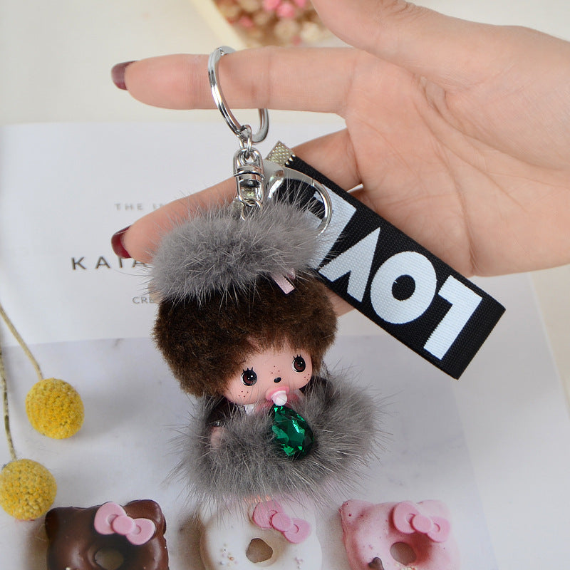 Mink Hair Monchi Keychain