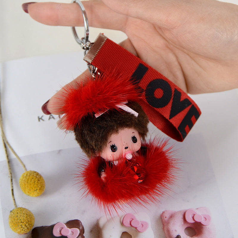 Mink Hair Monchi Keychain
