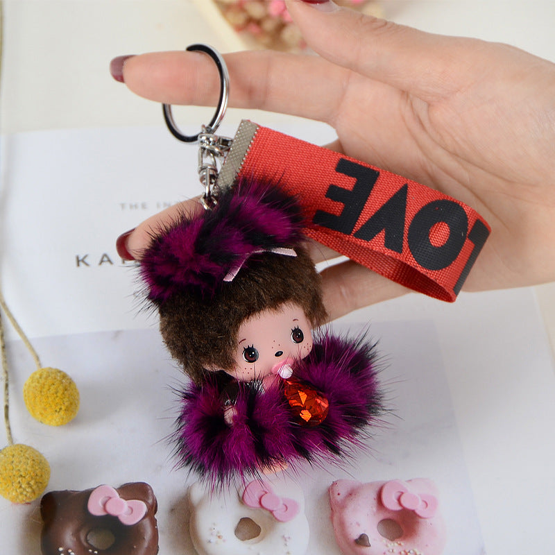 Mink Hair Monchi Keychain