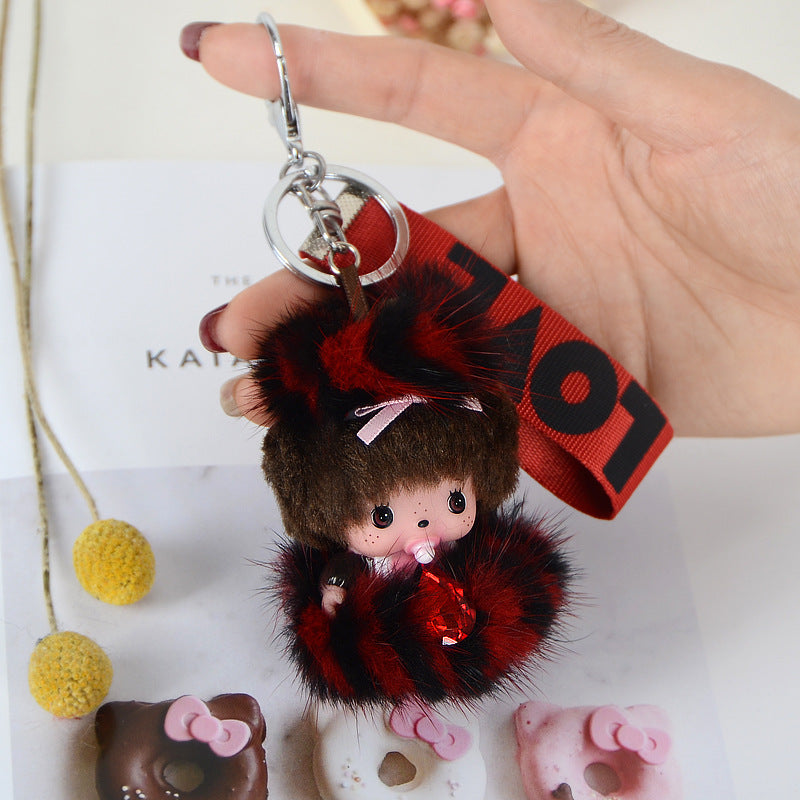 Mink Hair Monchi Keychain