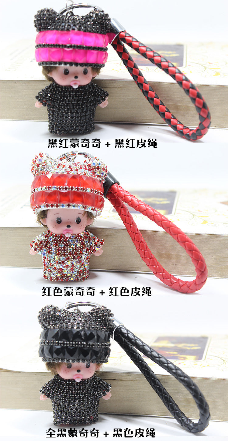 Monchi leather rope keychain