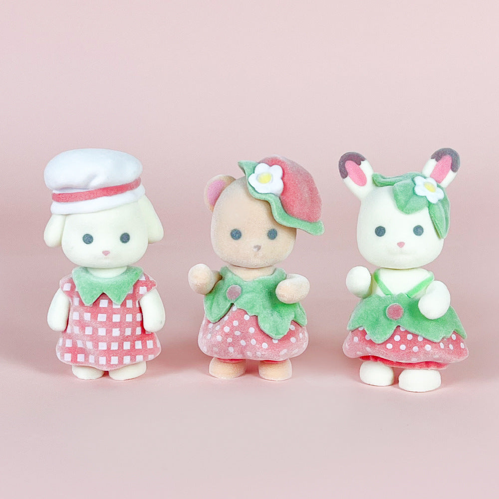 New Semper family flocking version cute doll strawberry babe cartoon rabbit