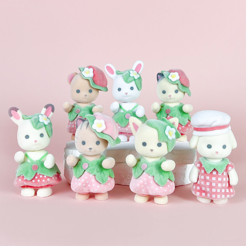 New Semper family flocking version cute doll strawberry babe cartoon rabbit