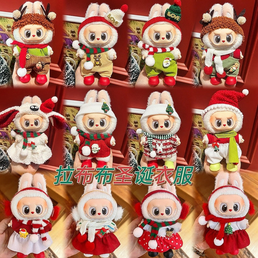 Only clothes are suitable for Labubu baby clothes, one, two and three generations labubu pendant, plush doll sweater, Christmas baby clothes.