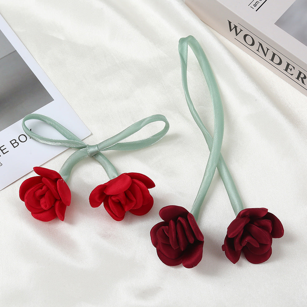 Fabric double-headed bud three-dimensional rose