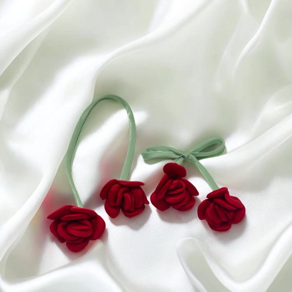Fabric double-headed bud three-dimensional rose