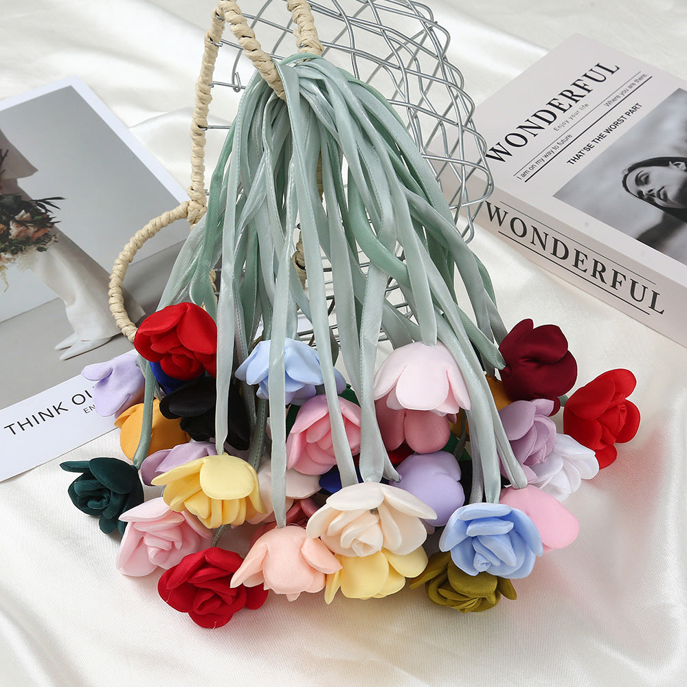 Fabric double-headed bud three-dimensional rose