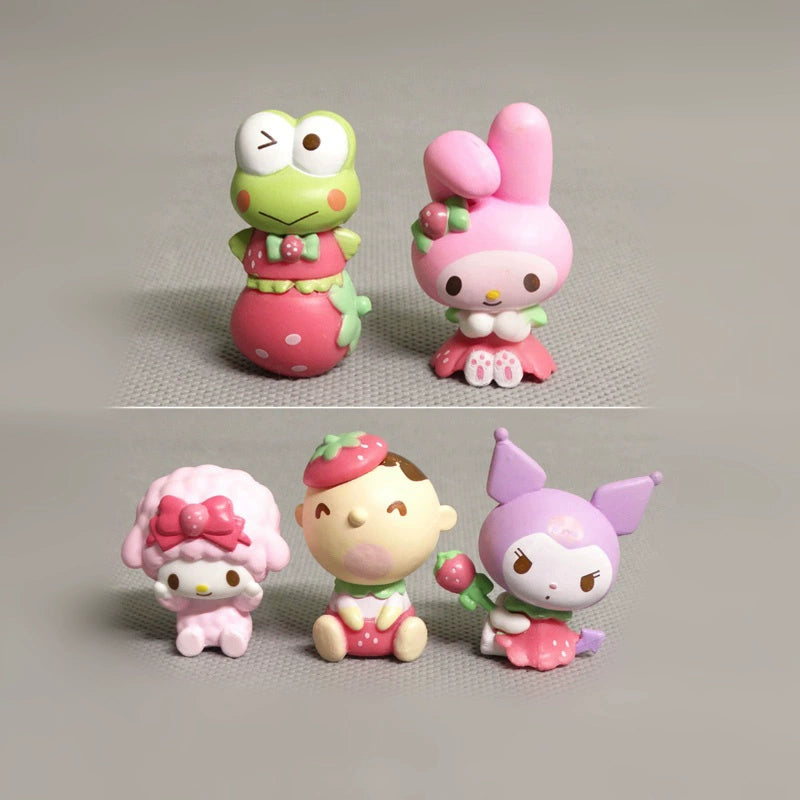 Strawberry dress-up, little sheep, frog doll figure doll scene decorative ornament