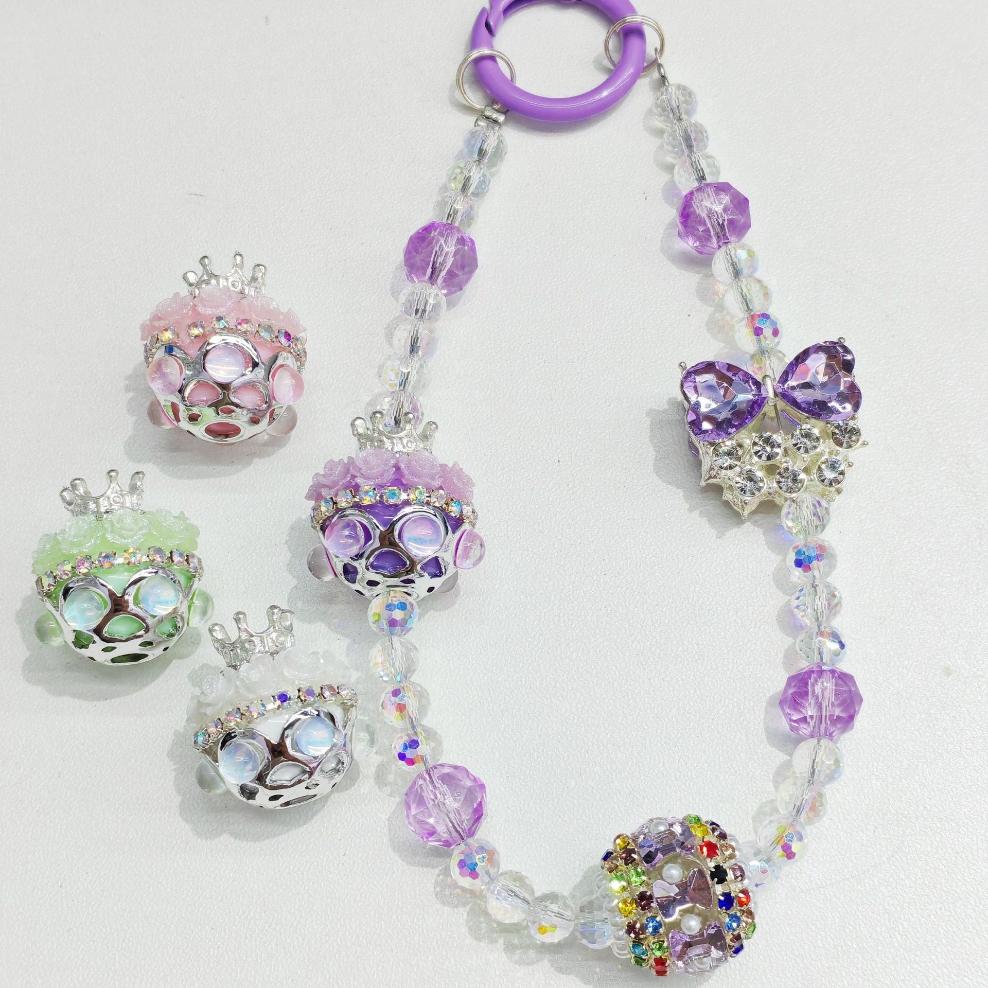 Heavy Industry Pearl Flower Crown Diamond Ball Soft Pottery Straight Hole Beads