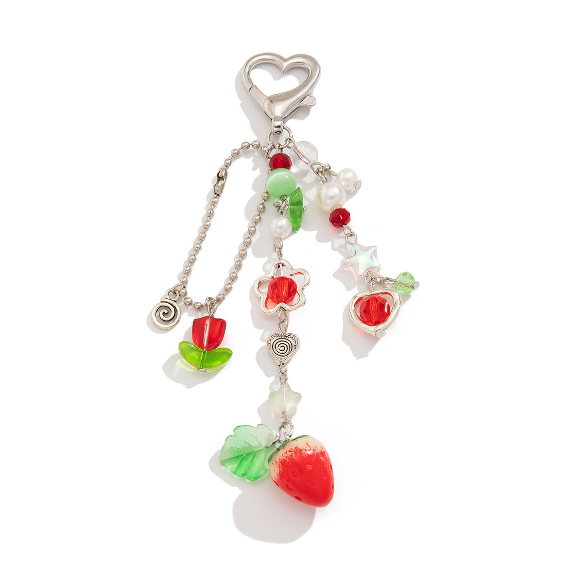 Love-shaped strawberry pendant, keychain, mobile phone chain, lanyard.