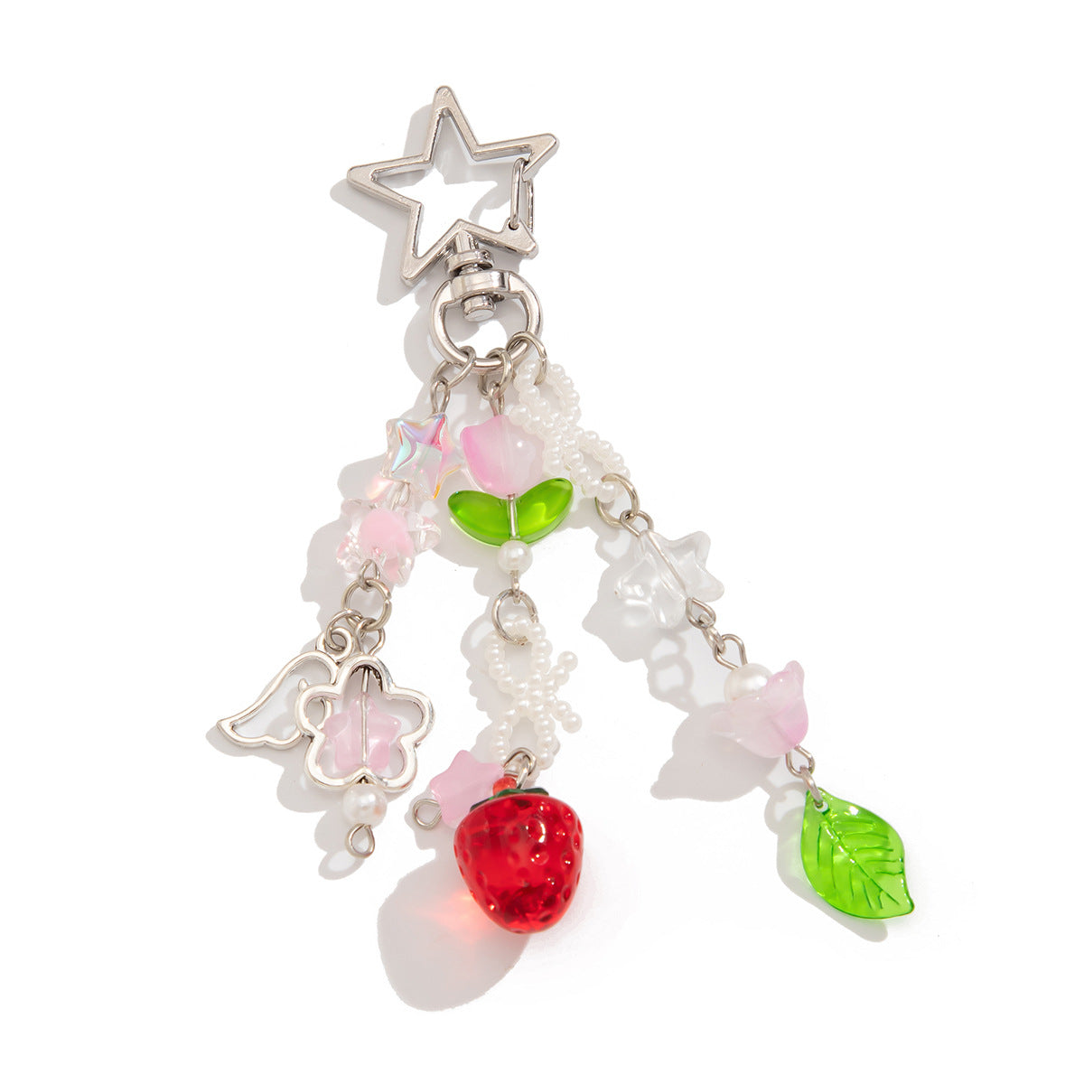 Love-shaped strawberry pendant, keychain, mobile phone chain, lanyard.