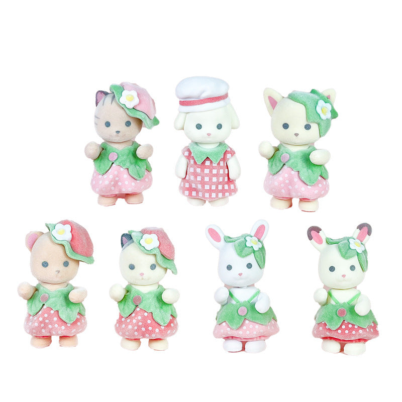 New Semper family flocking version cute doll strawberry babe cartoon rabbit