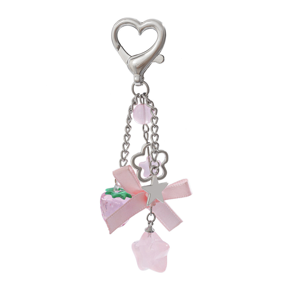 Love-shaped strawberry pendant, keychain, mobile phone chain, lanyard.