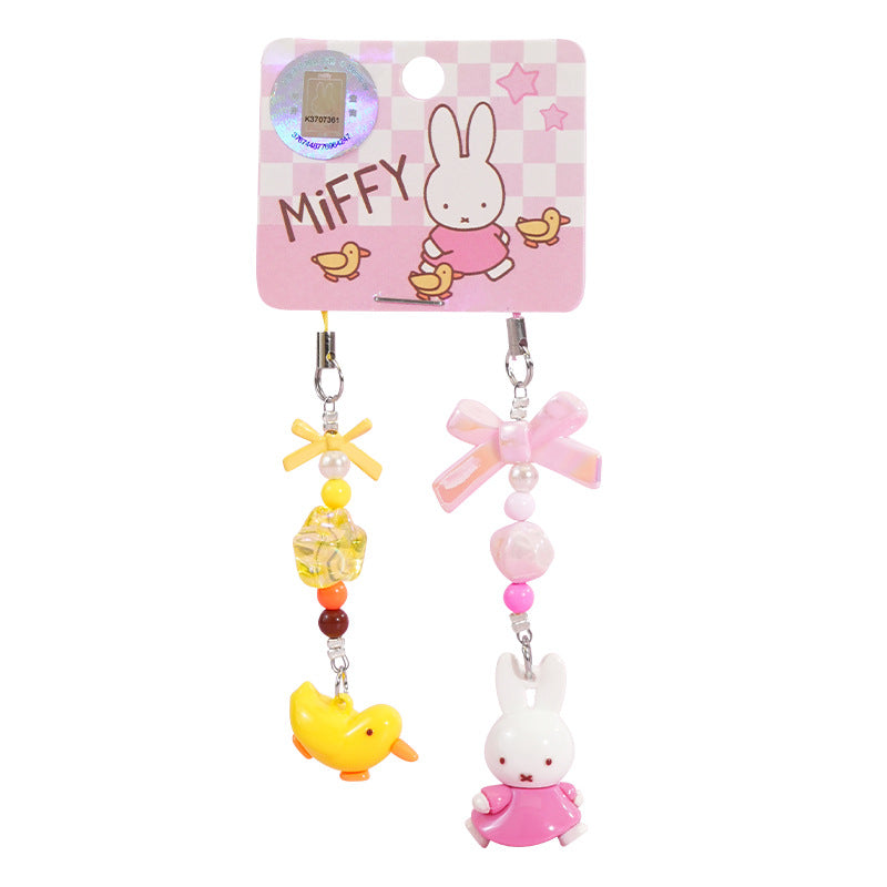 Miffy Miffy Rabbit DIY mobile phone chain keychain exquisite beaded backpack keychain jewelry