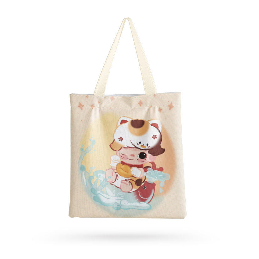Dimmo cartoon cute ins wind self-printed canvas bag