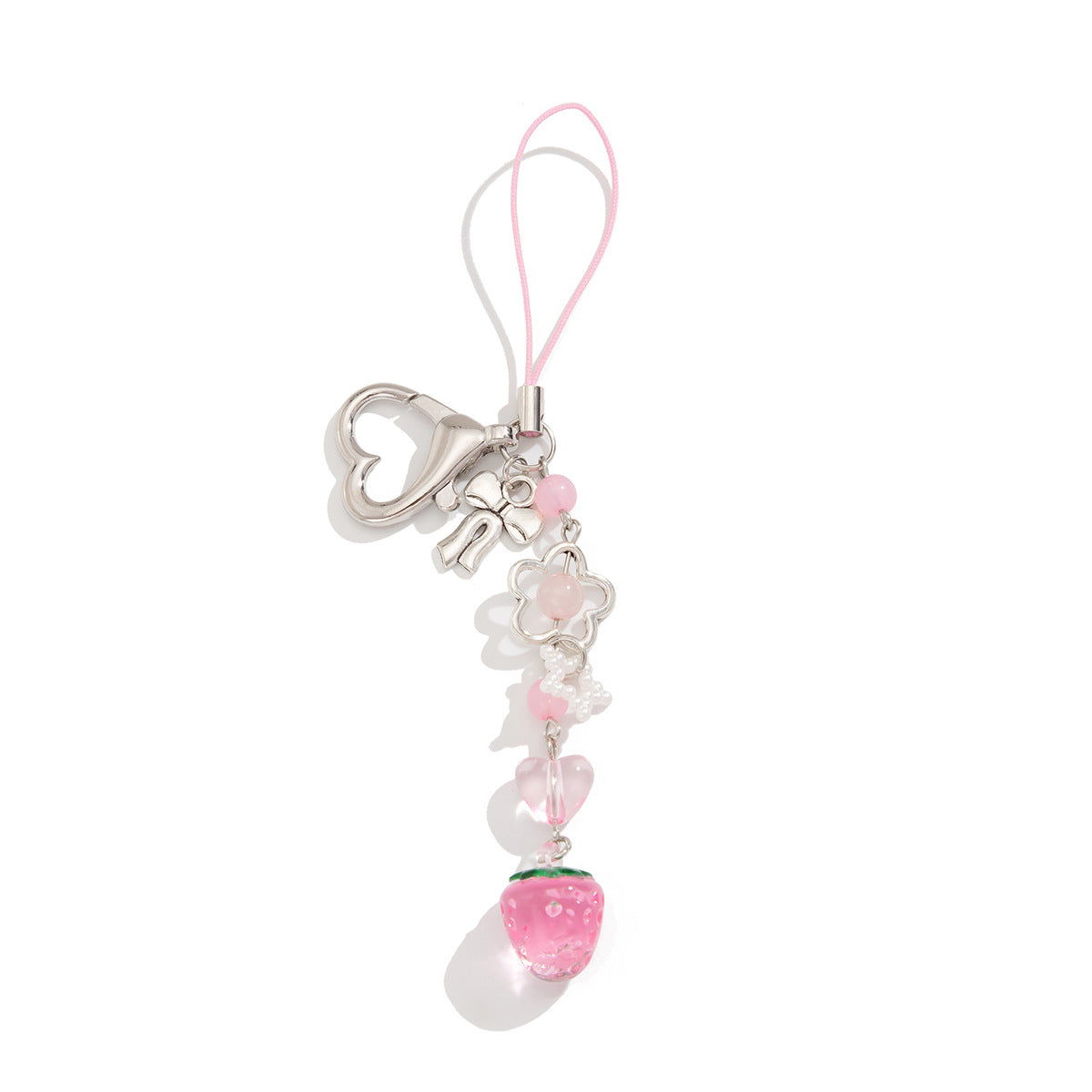 Love-shaped strawberry pendant, keychain, mobile phone chain, lanyard.