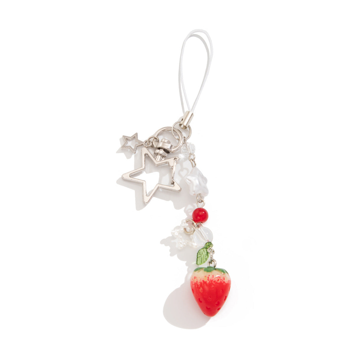 Love-shaped strawberry pendant, keychain, mobile phone chain, lanyard.