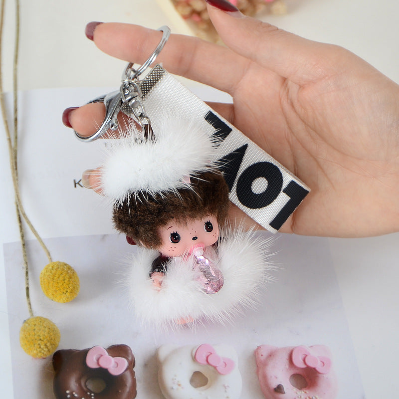 Mink Hair Monchi Keychain