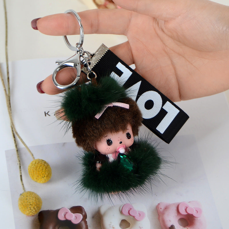 Mink Hair Monchi Keychain