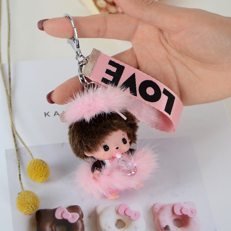 Mink Hair Monchi Keychain