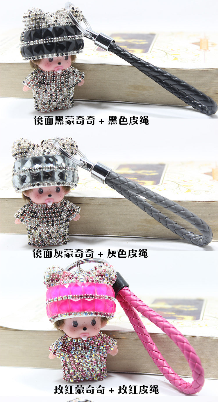 Monchi leather rope keychain