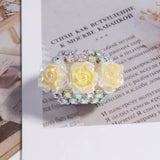 3D simulated rose diamond chain flat beads flower ball can wear straight hole beads