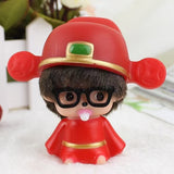Striped monchichi doll with hat