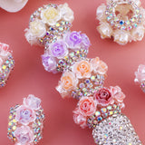 3D simulated rose diamond chain flat beads flower ball can wear straight hole beads