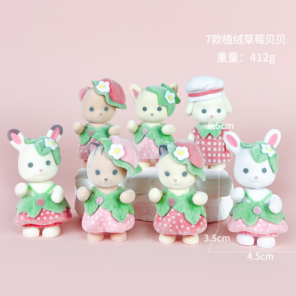 New Semper family flocking version cute doll strawberry babe cartoon rabbit