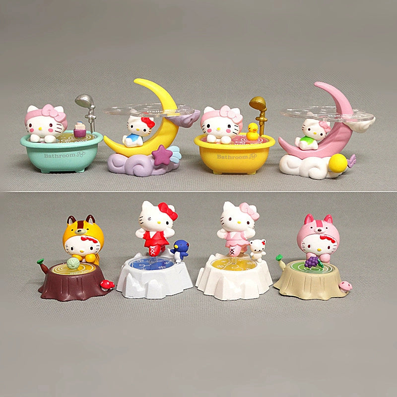 Doll moon forest kt cat, cat skating cute duck bathtub scene figure doll ornament