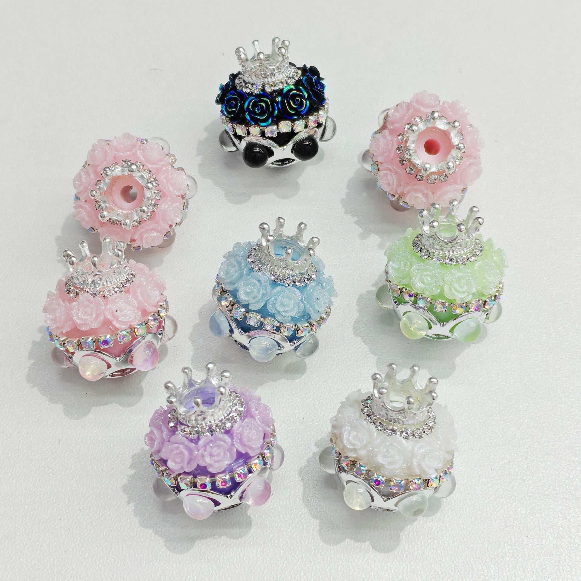 Heavy Industry Pearl Flower Crown Diamond Ball Soft Pottery Straight Hole Beads