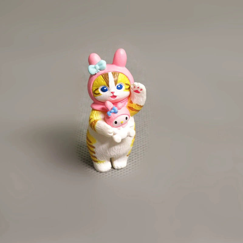 Cute drag cat, kitten doll DIY handmade, doll figure ornament