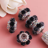 3D simulated rose diamond chain flat beads flower ball can wear straight hole beads