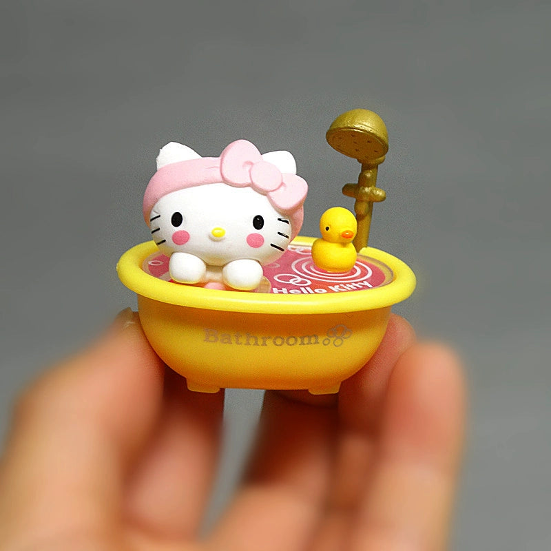 Doll moon forest kt cat, cat skating cute duck bathtub scene figure doll ornament