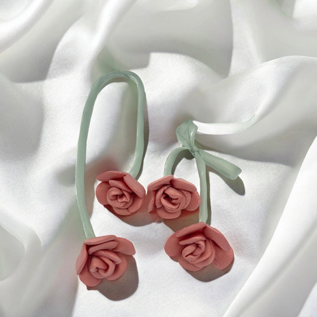 Fabric double-headed bud three-dimensional rose