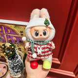 Only clothes are suitable for Labubu baby clothes, one, two and three generations labubu pendant, plush doll sweater, Christmas baby clothes.