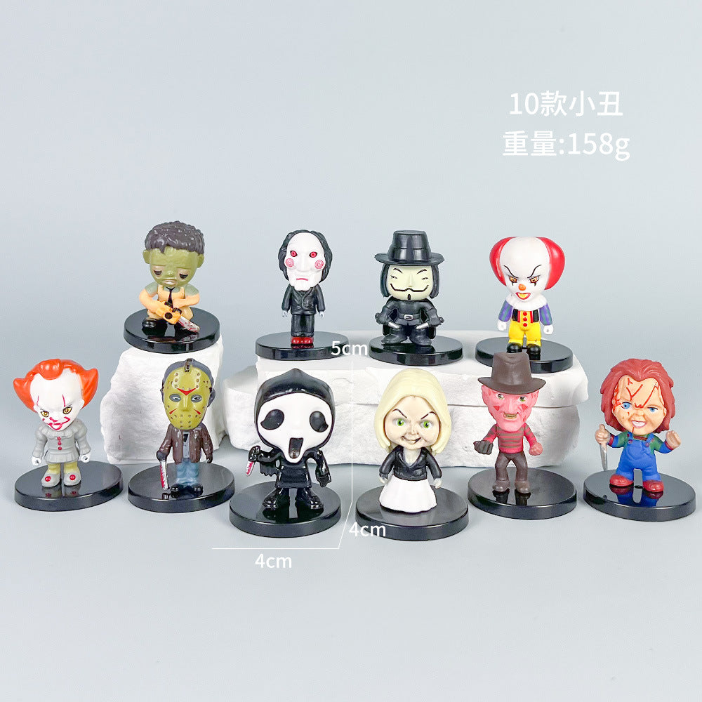 Night Horror Ghost Baby Chainsaw Chucky Ghost Bride Crow Clown Screaming Halloween Figure Anime