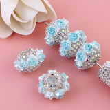 3D simulated rose diamond chain flat beads flower ball can wear straight hole beads