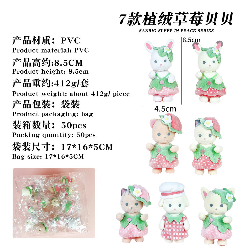 New Semper family flocking version cute doll strawberry babe cartoon rabbit