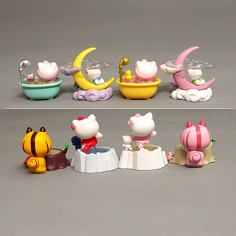 Doll moon forest kt cat, cat skating cute duck bathtub scene figure doll ornament